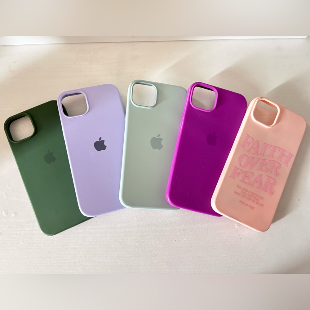 Apple iPhone 14 Plus Silicone Case Set - Green, Purple, Mint, Pink